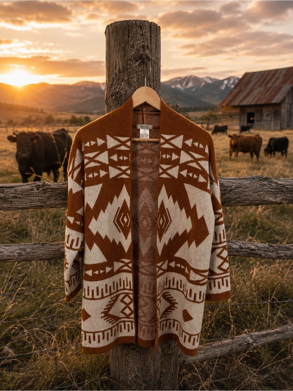 🌵Bartolini - Aztec Open-Front Cardigan Sweater